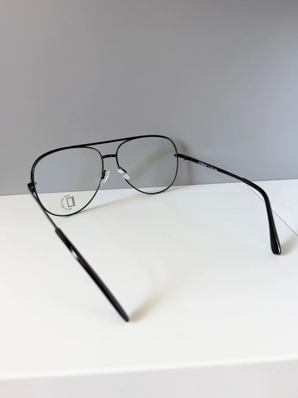 ASOS AJ Morgan black blue aviator style teardrop blue light blocking eyeglasses